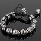 Handmade Braided Man Bracelet Skull Beads On Hand Bands Bracelets for Men Punk Gothic Stainless Steel Men's Jewelry