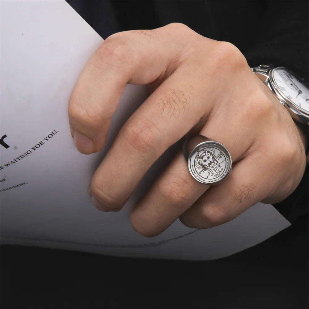 First Pentacle Key of Solomon Ring — Stainless Steel
