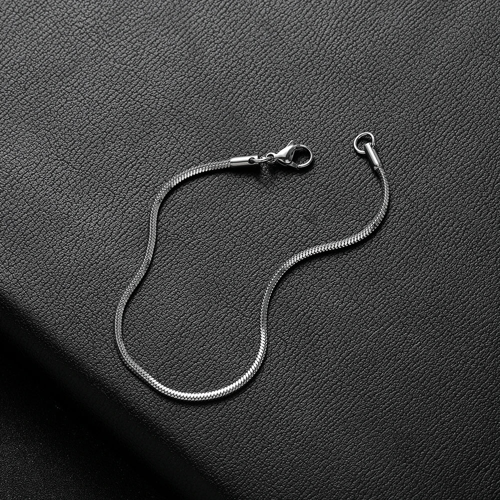 Square Snake Chain Bracelet 2mm — 316L Stainless Steel, 18-20cm