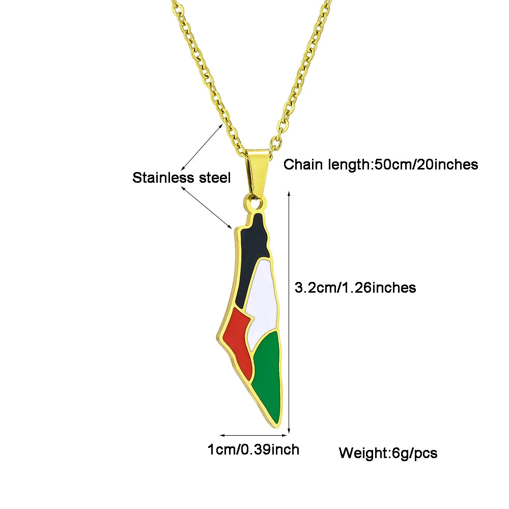 Palestine Map Pendant Necklace