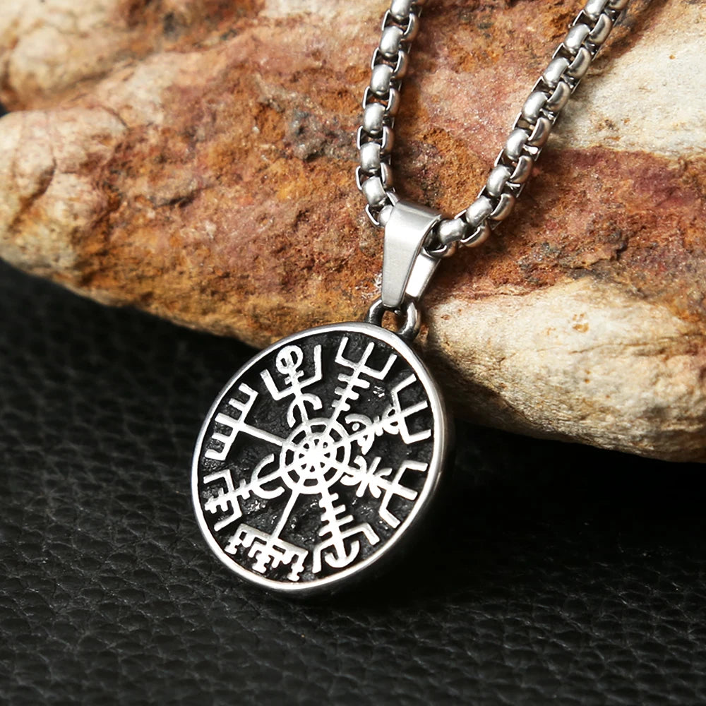 Viking Compass Pendant — Stainless Steel