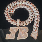 Custom Big Letters Name Pendant With 24MM Cuban Link Chian Personalized Baguettecz Single Initial Hip Hop Jewelry Accessory Gift