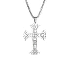 Templar Cross Round Medal Pendant Necklace — Stainless Steel