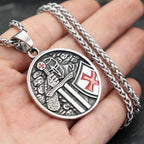Vintage Armor Shield Knight Templar Cross Pendant Necklace For Men Stainless Steel Fashion Punk Amulet Jewelry Gift