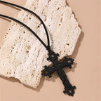 Jesus Cross Black Pendant Necklace