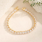 Multi-Color CZ Chain Bracelet Necklace Set 6mm 50cm