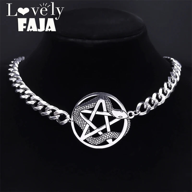 Star Snake Steel Pendant Gothic Witchcraft Satan