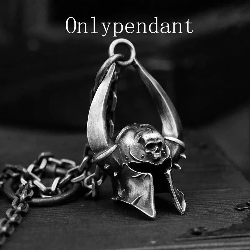 Onlysda Charms pendentif Gold Skull Pendant Necklace Men's Fashion Biker Punk Steel Chain Jewelry Antique Halloween Gift OSDZ035