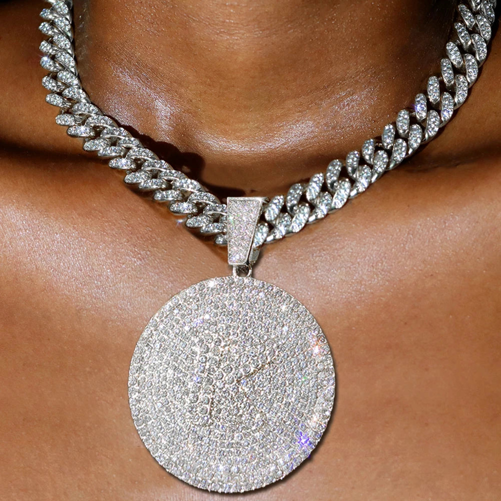 Initial Letter Pendant Necklace — Miami Cuban Chain