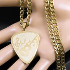 Guitar Pick Gold Pendant Necklace — Stainless Steel