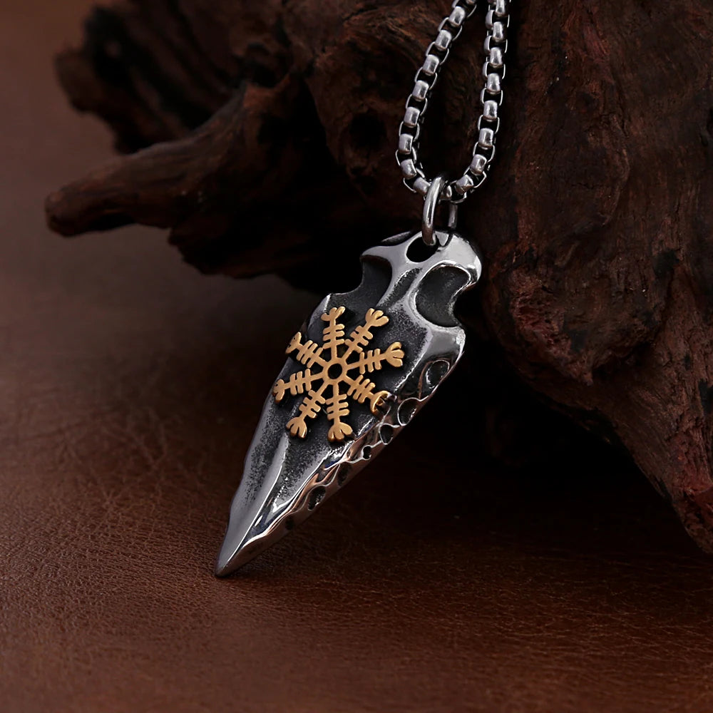 Compass Viking Steel Pendant Vintage Spear Nordic