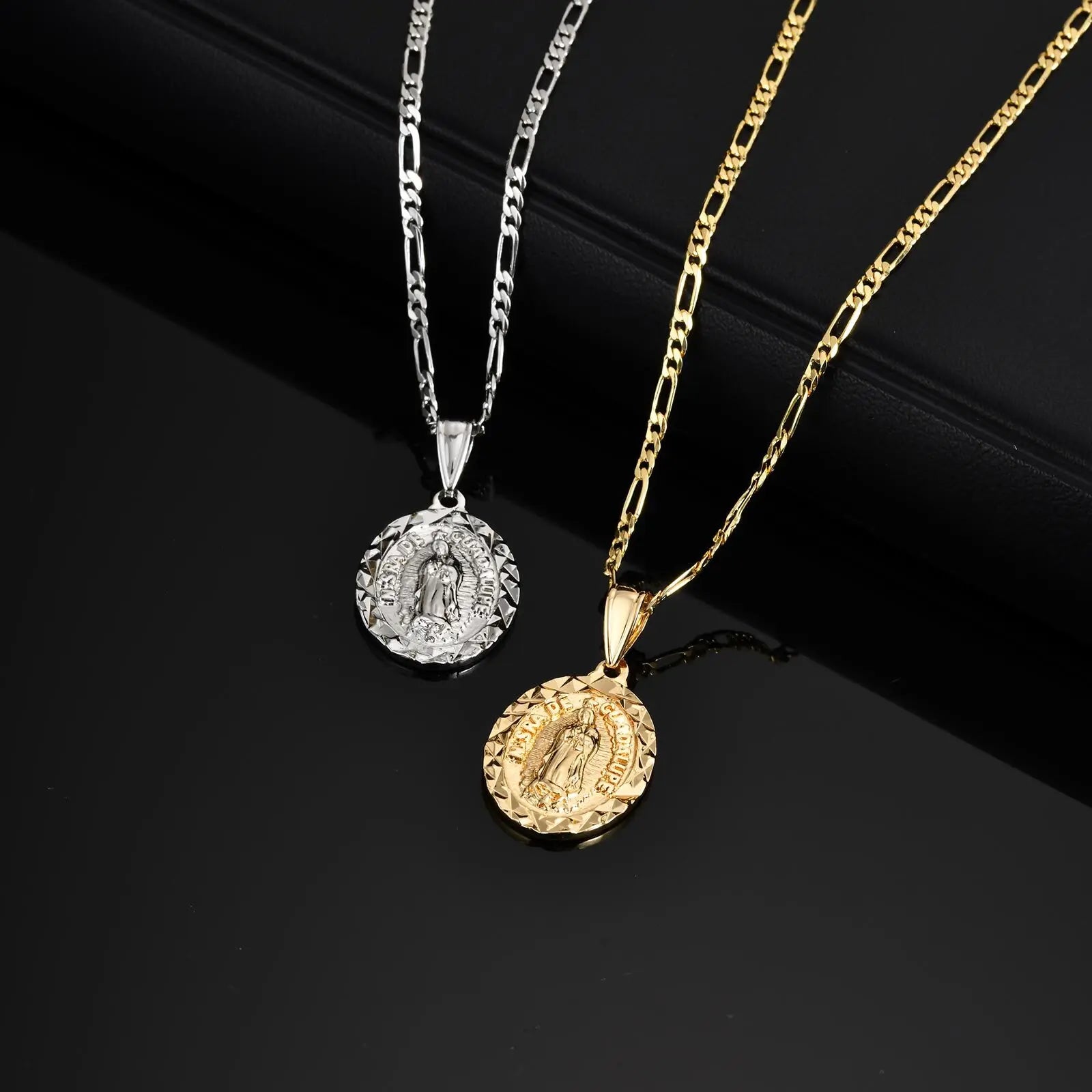 Virgin Mary Figaro Chain Pendant — SS