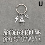 Fashion A-Z Letter Charm Lightning Bolt Plug Electrician Keychain for Electrical Worker Bag Car Keyring Gifts