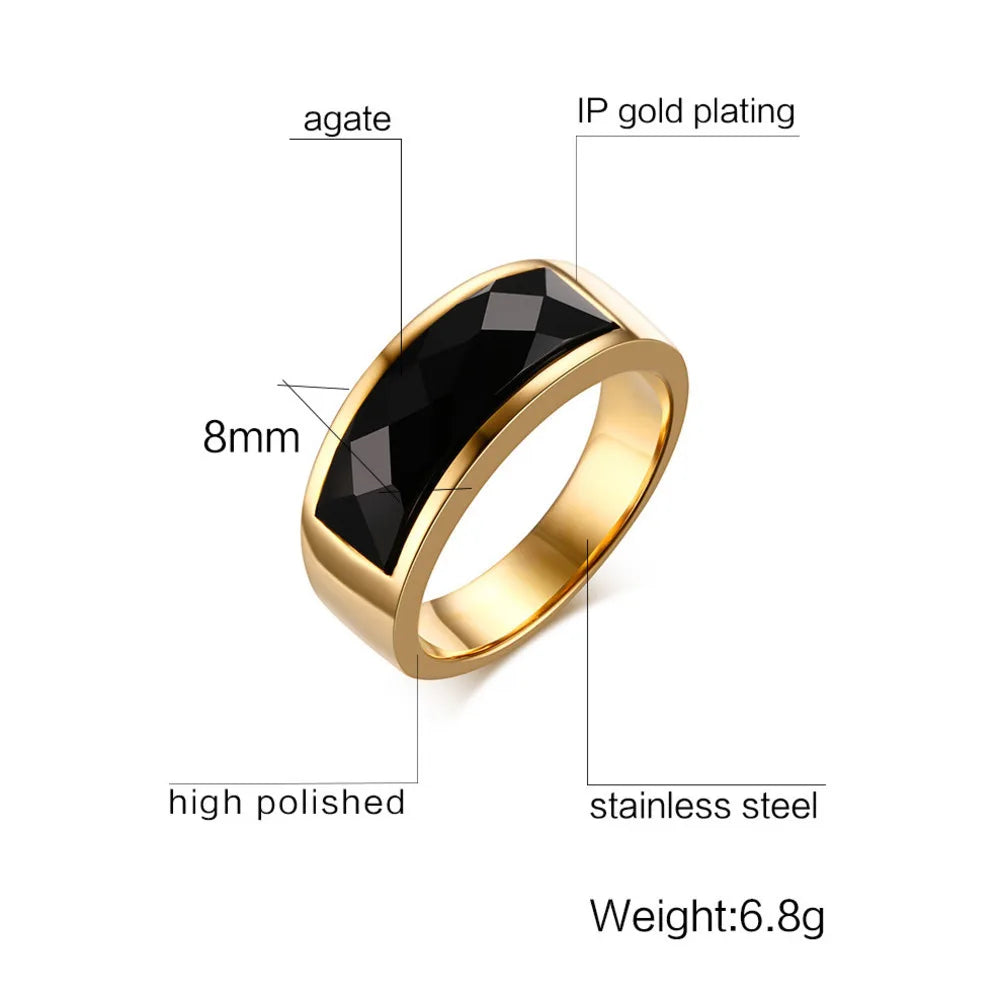 Black Stone Signet Ring — Gold