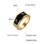 Black Stone Signet Ring — Gold