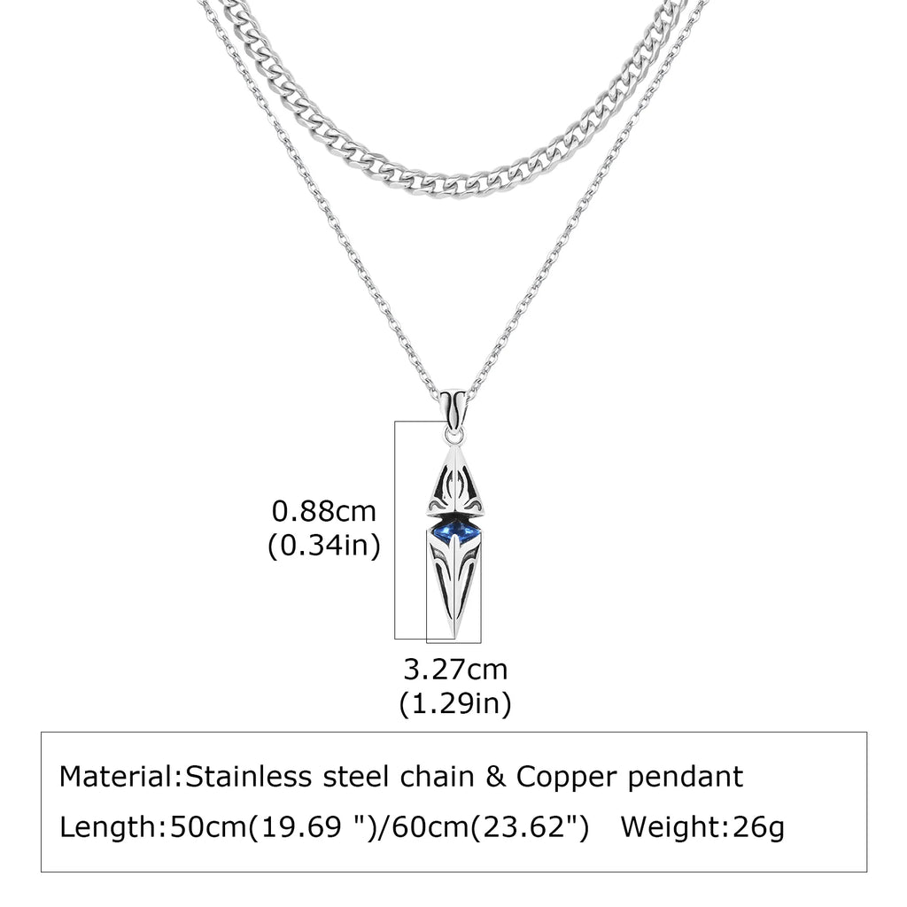 Blue Stone Layering Necklace — Stainless
