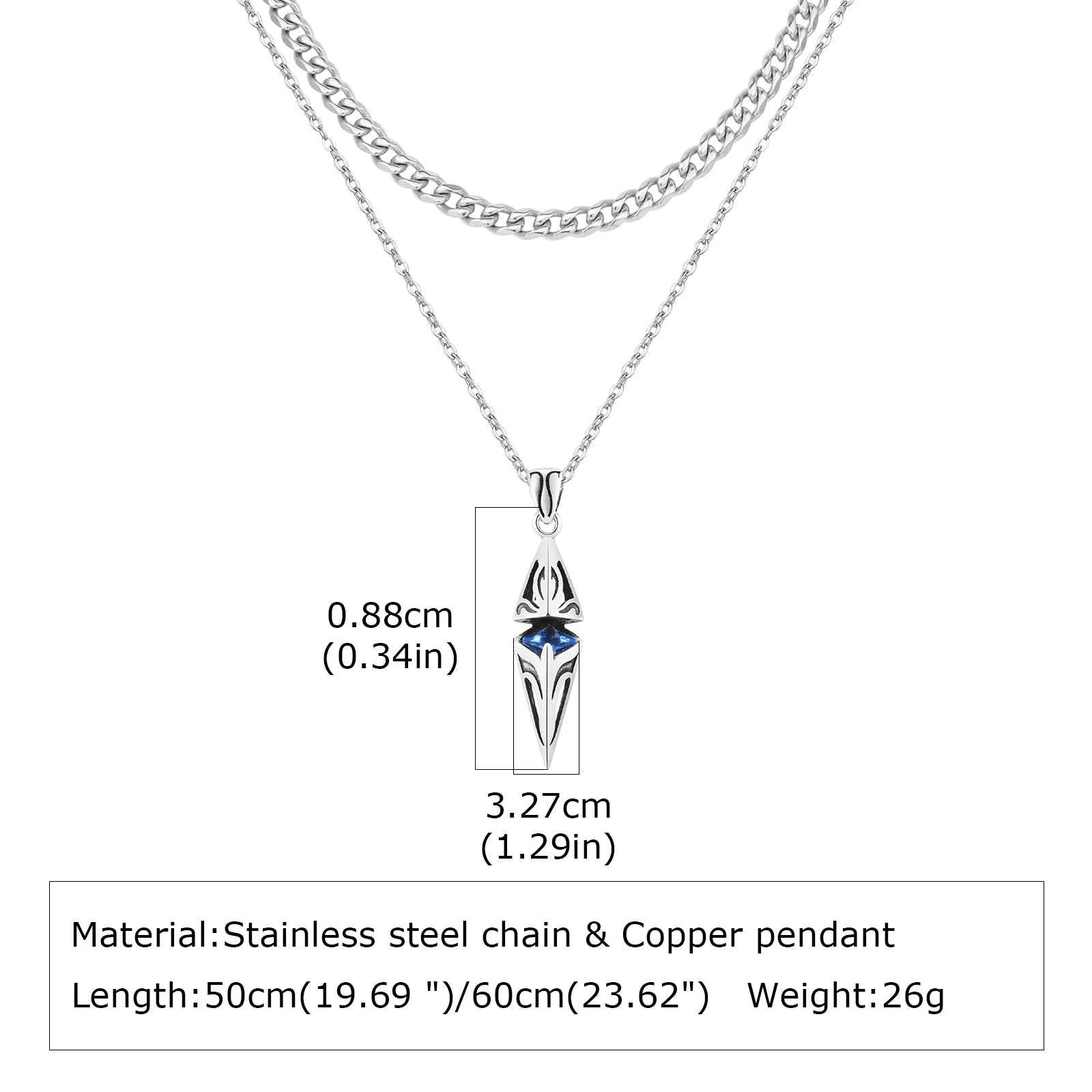 Blue Stone Layering Necklace — Stainless