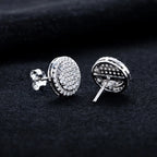 Iced Out Round Stud Earrings — 925 Silver