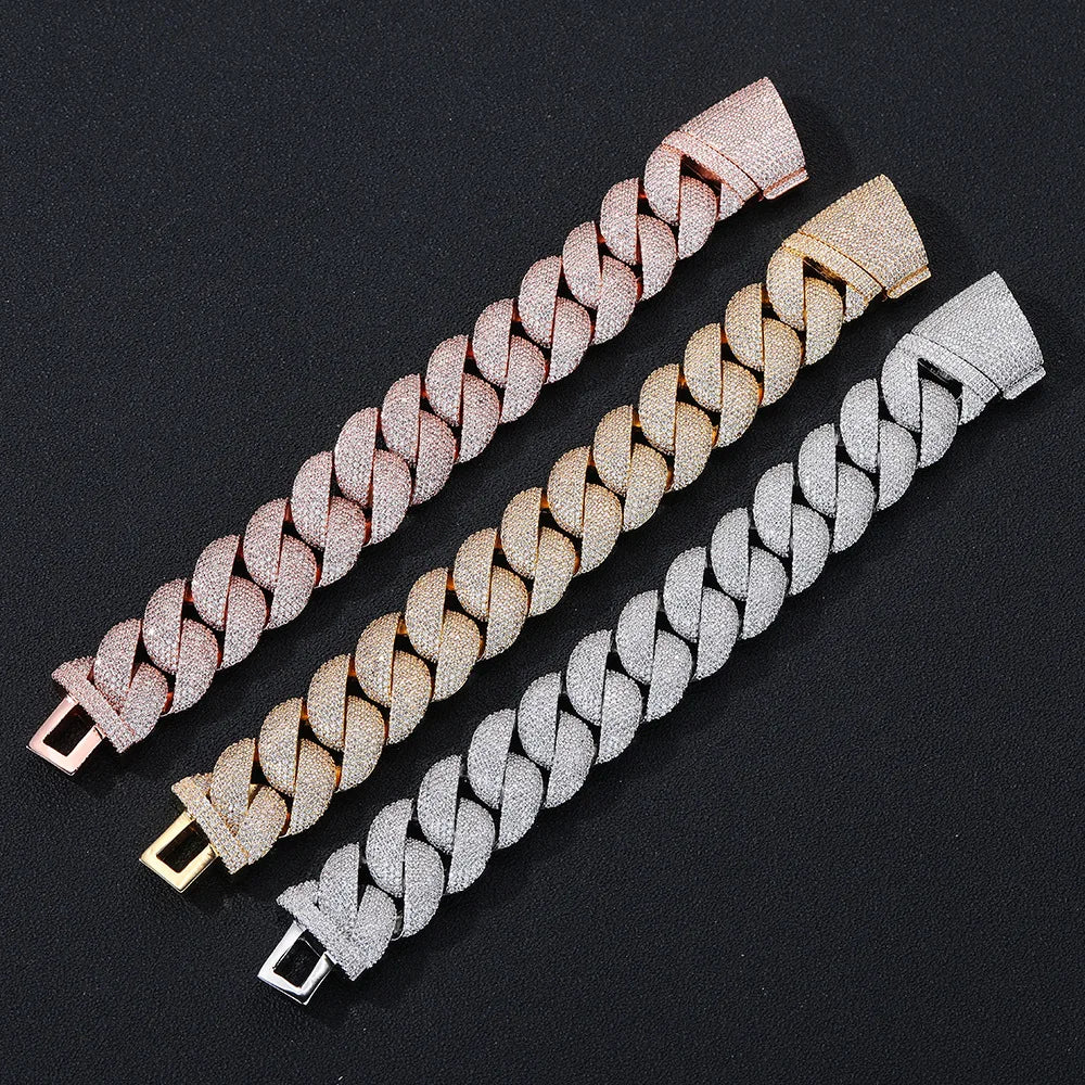 Luxury Jewelry 22mm Diamond Chain Men Iced Out Bling CZ Silver/Gold Plated Rapper Hip Hop Thick Cuban Link Necklace Gift for Boy