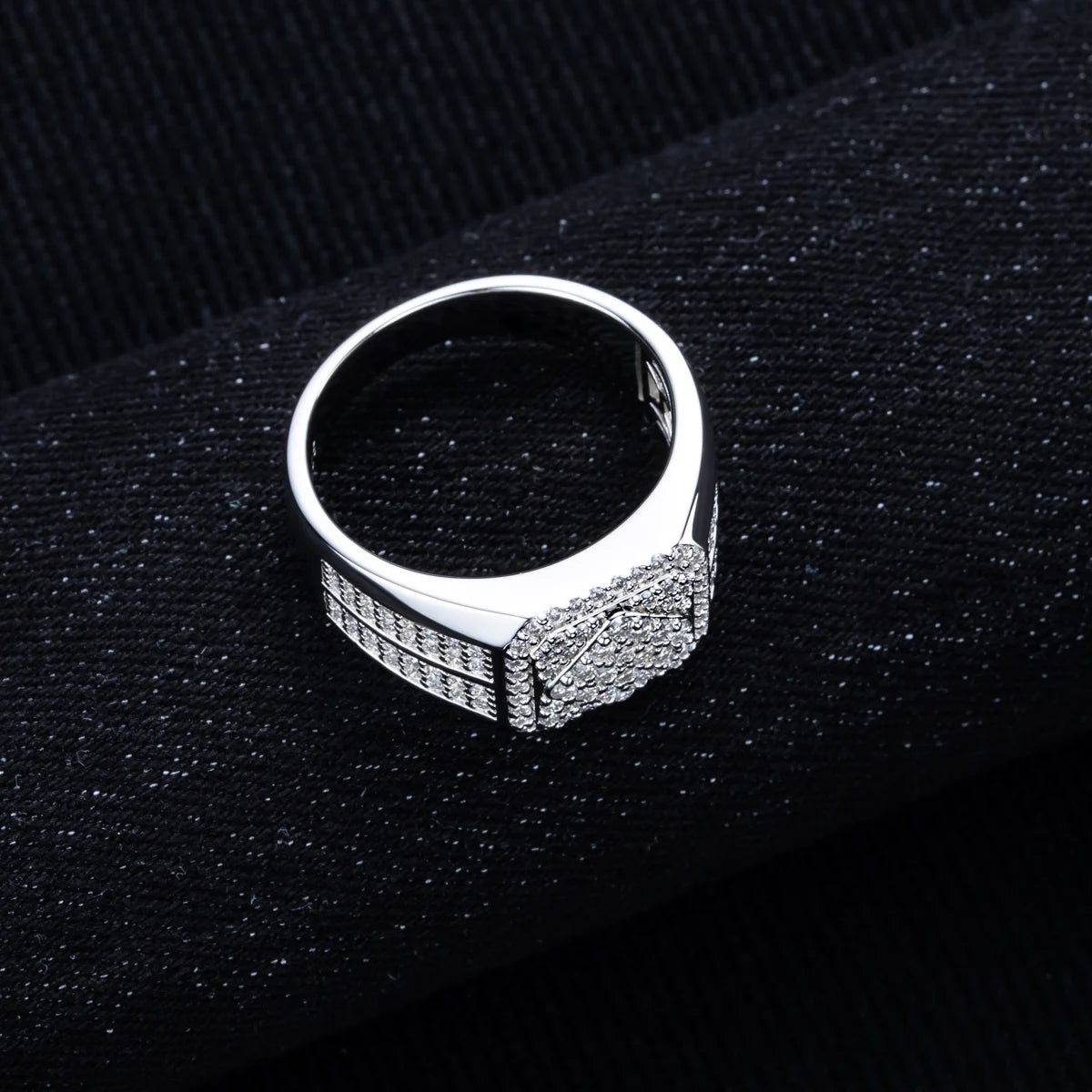 Iced Out Diamond Ring — Two-Tone Silver Gold
