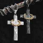 Thorn Cross Pendant Necklace — Stainless Steel