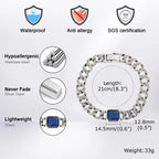 Cuban Blue Stone Chain Bracelet — Stainless Steel