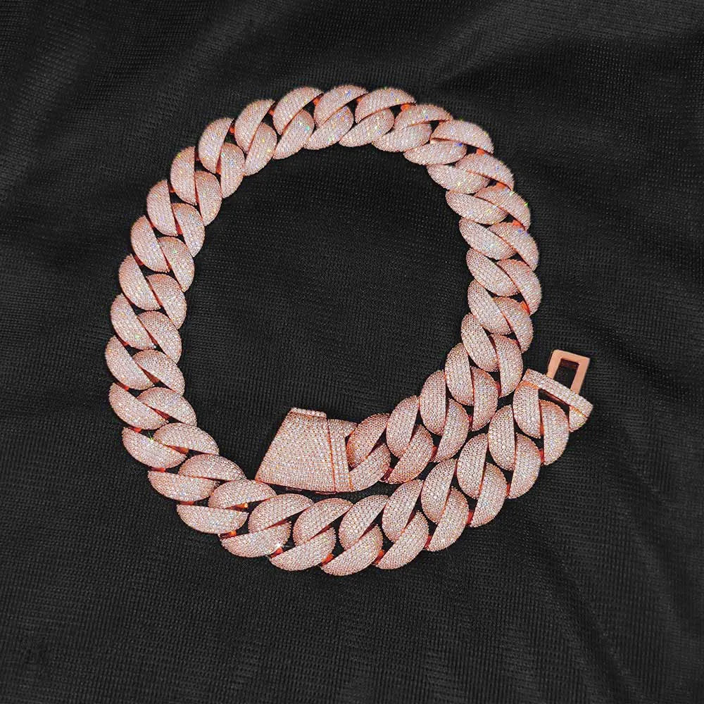 Rose Gold Cuban Chain Necklace Iced Out 24MM