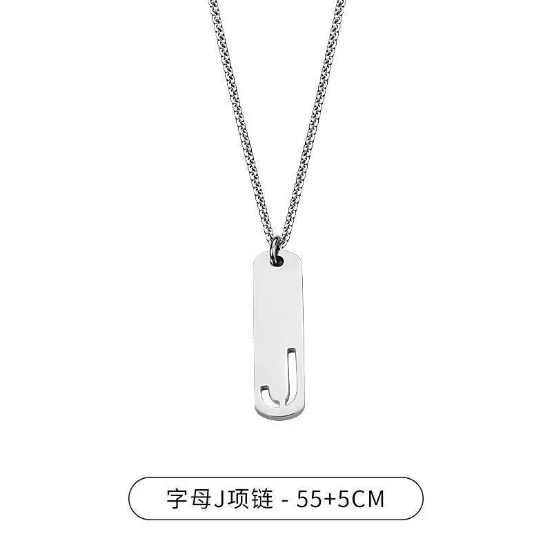 Steel Pendant Letter Rectangle Tags Initial