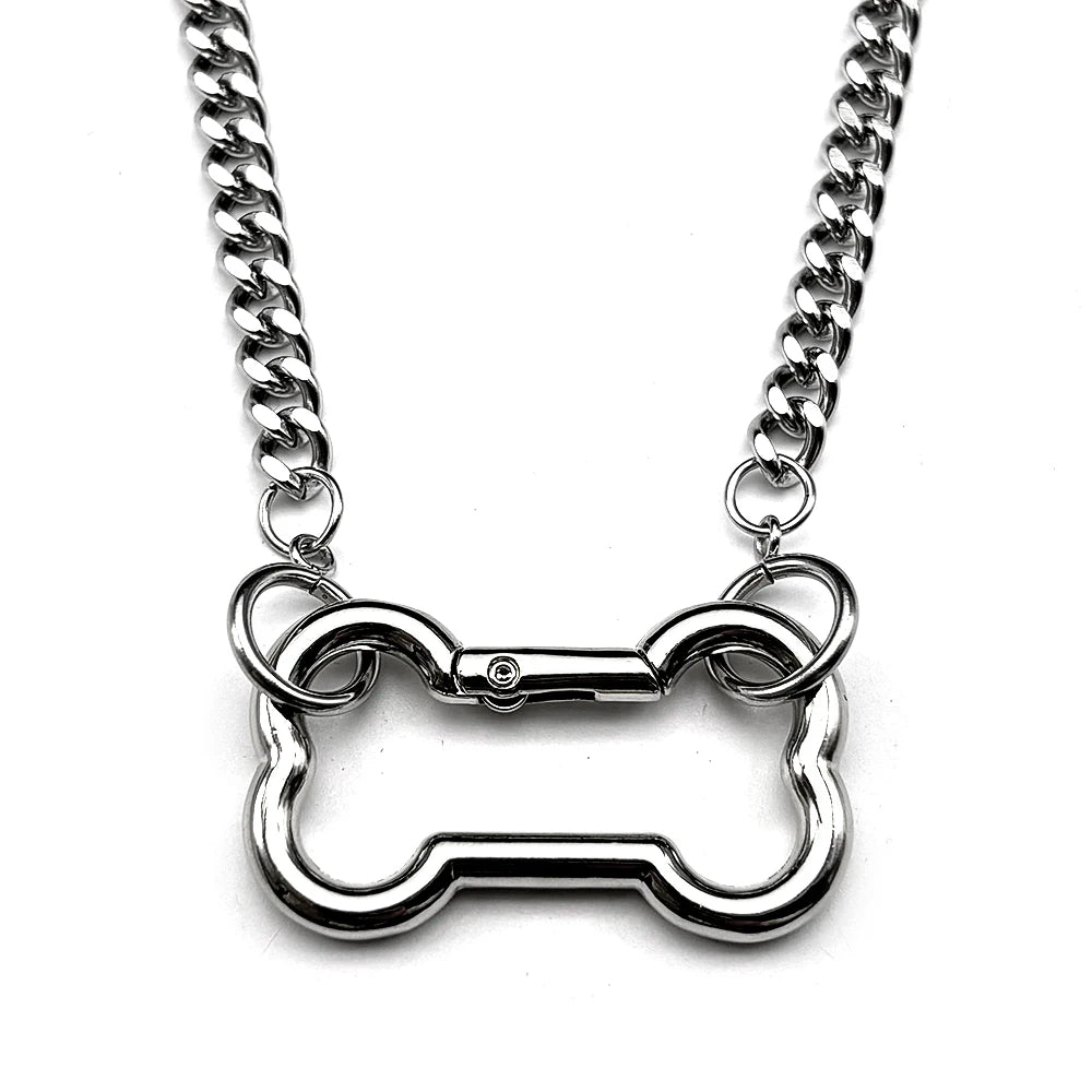Y2K Dogs Bone Pendant Necklace Cool Accessories Cute Diy Chain For Women Girl Punk Korean Stainless Steel Male Party