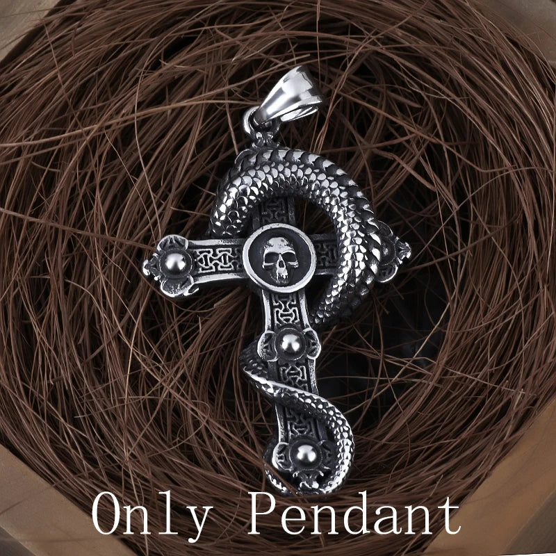 Onlysda Charms pendentif Gold Skull Pendant Necklace Men's Fashion Biker Punk Steel Chain Jewelry Antique Halloween Gift OSDZ035