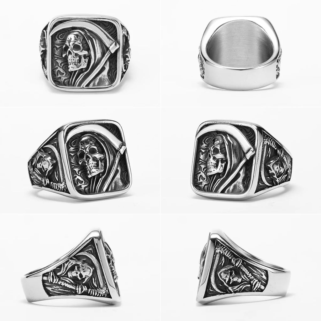 Grim Reaper Skull Ring — Stainless Steel