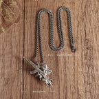 Avenging Angel Machine Gun Pendant Stainless Steel Necklace Suitable for Men and Women Hip-Hop Trendy Punk Jewelry Couple Gifts