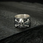 Skull and Crossbones Wide Band Ring for Men and Women — Gothic