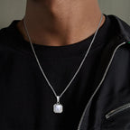 Shell Stone Box Chain Pendant — Stainless