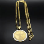 SAINT MICHAEL PROTECT US Archangel Men Crystal Necklace Stainless Steel Gold Color Catholic Religious Necklaces Jewelry