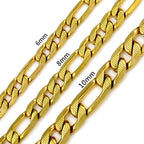 LUXUSTEEL Cuban Chain Necklace for Men Women Golden Plated Mixed Silver Stainless Steel Pattern Curb Link Chain Male Collar