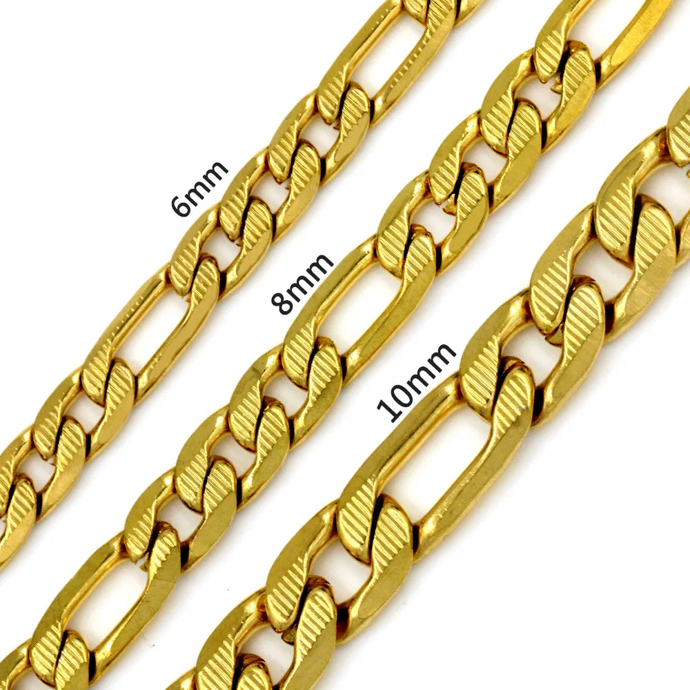 LUXUSTEEL Cuban Chain Necklace for Men Women Golden Plated Mixed Silver Stainless Steel Pattern Curb Link Chain Male Collar