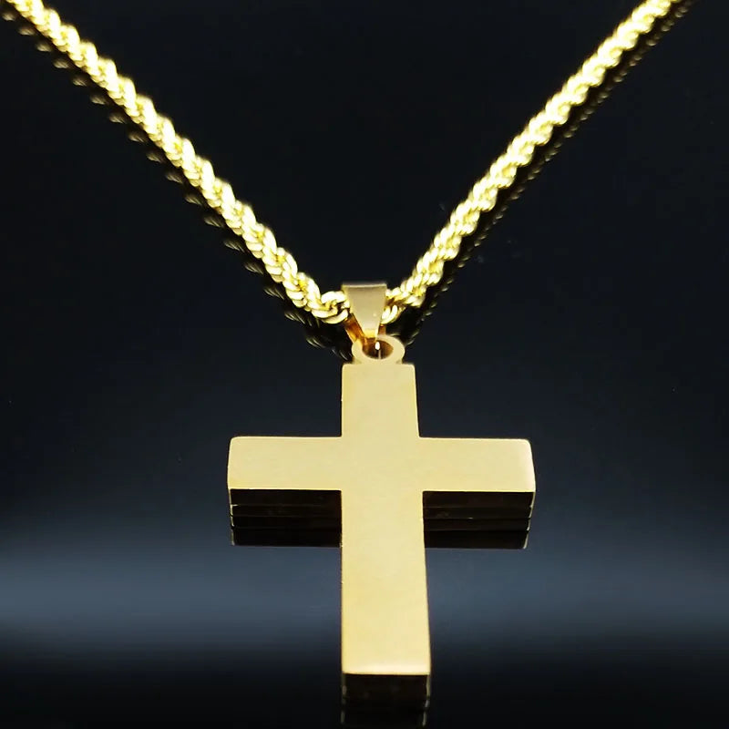 Big Cross Pendant Necklace — Gold