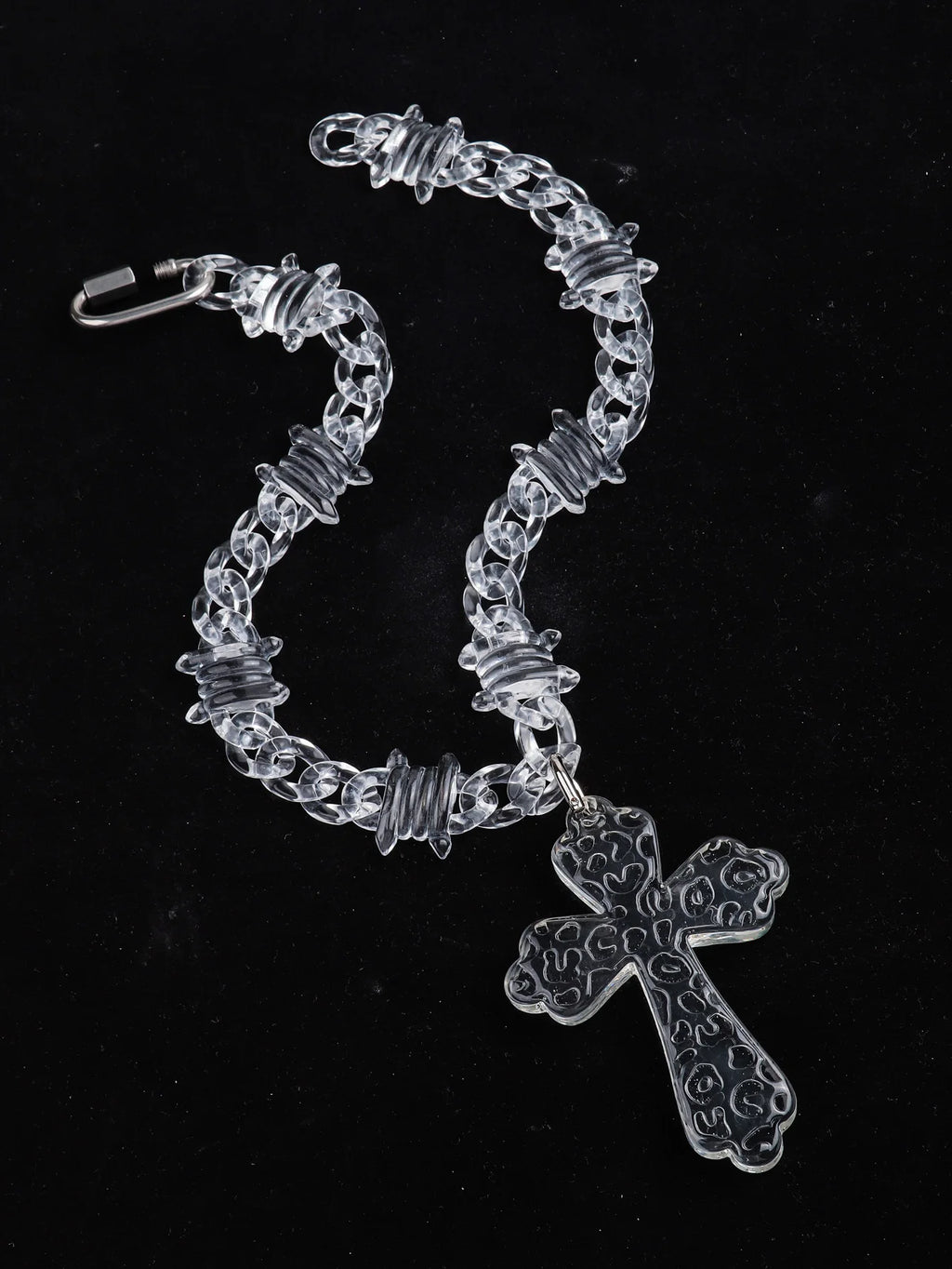 Acrylic Jesus Cross Cuban Necklace — Stainless Steel