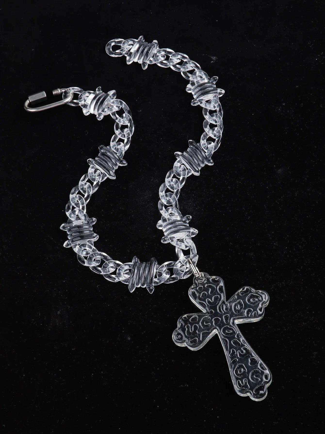 Acrylic Jesus Cross Cuban Necklace — Stainless Steel