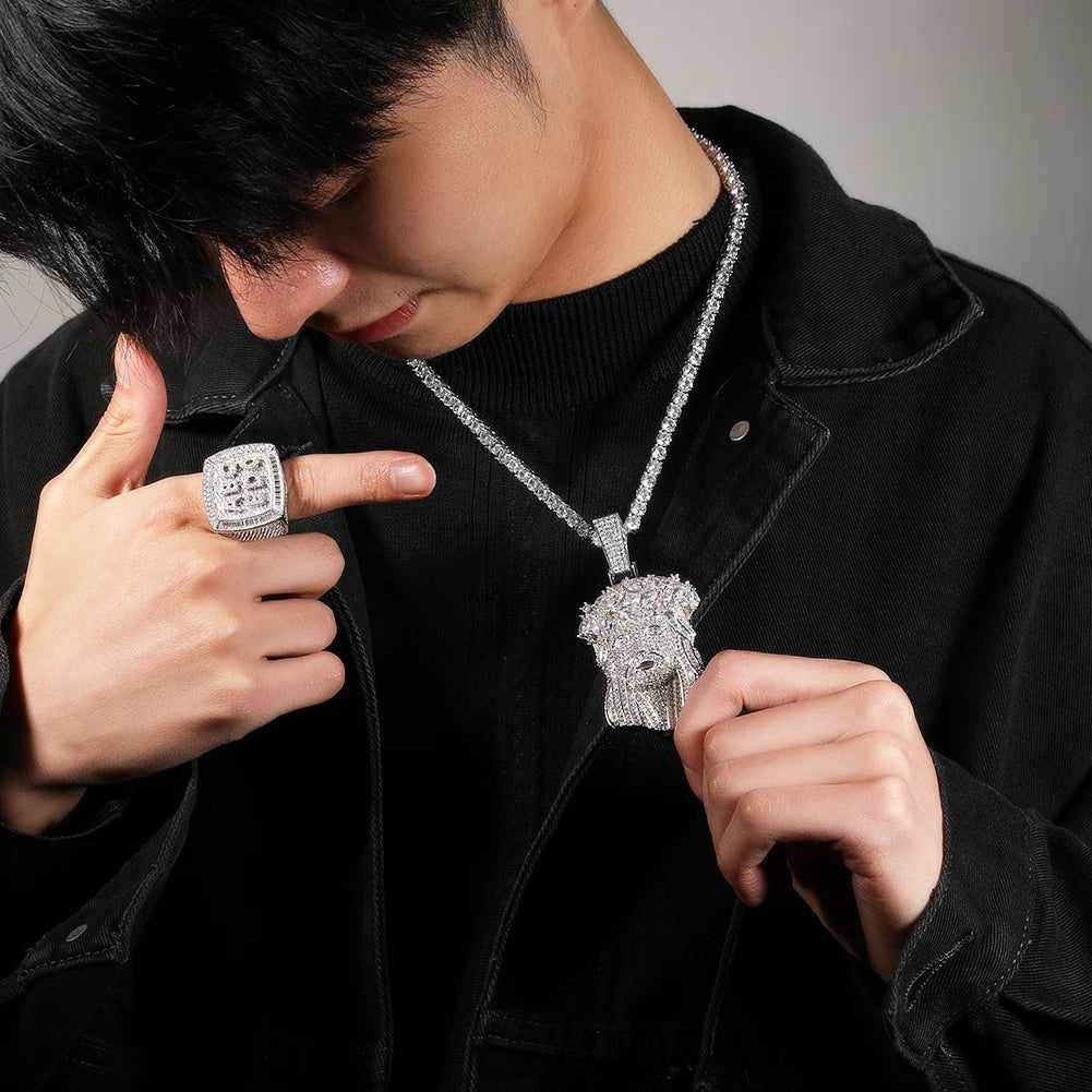 UWIN Big Religious Jesus Pendant Necklace Full Iced Out Cubic Zircon Pendant Charms Fashion Hip Hop Jewelry for Men