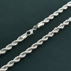 Anrara 925 sterling silver necklace 8MM twisted rope fashion men's necklace