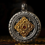 Lion Head Suanni Divine Beast Pendant Necklace — Gold-Tone