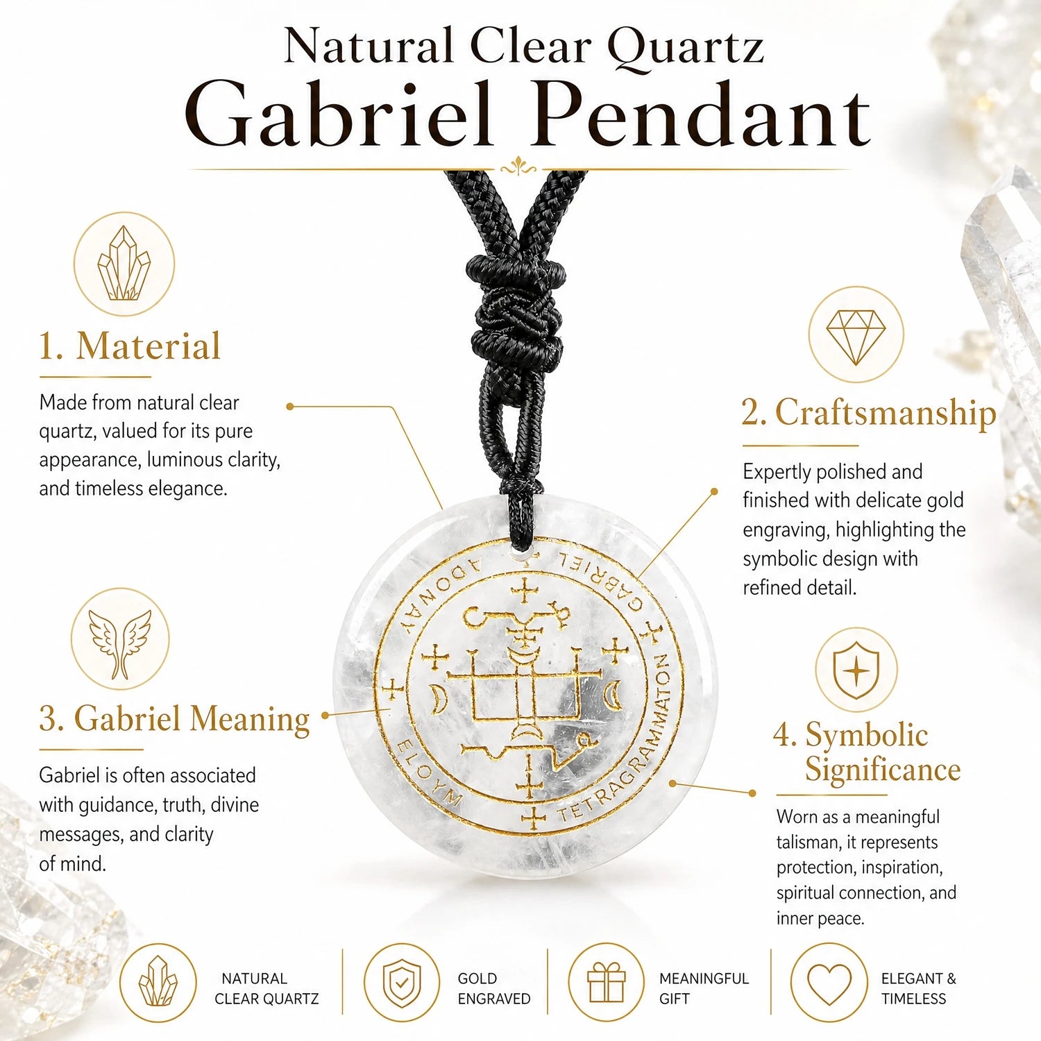 Iced Out Archangel Gabriel Pendant Necklace 30mm