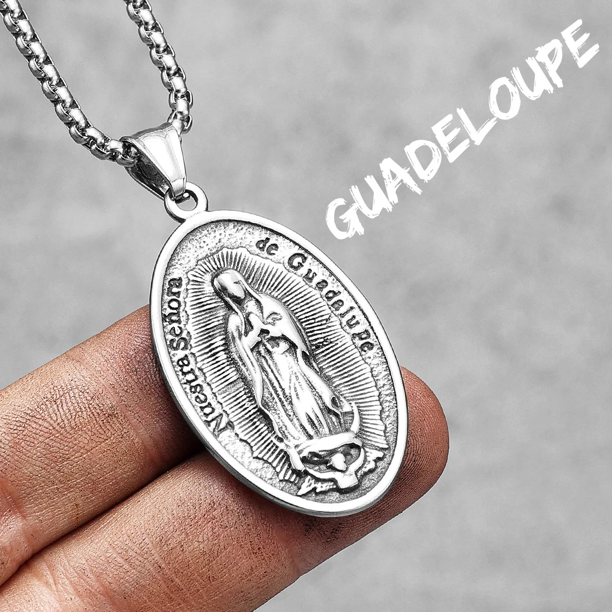 Virgin Mary Cross Pendant — Stainless Steel