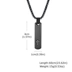 Vnox Stainless Steel Vertical Bar Necklaces for Men Boys, Black Simple Metal Pillar Pendant, Casual Neck Collar
