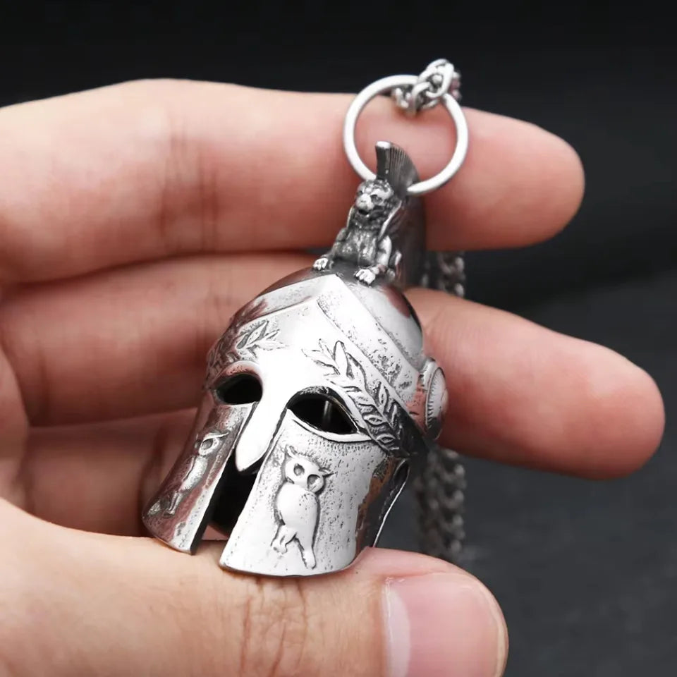 Spartan Helmet Steel Pendant Vintage Style 316L
