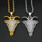 Hollow Goat Animal Pendant Necklace — Two-Tone, Silver & Gold