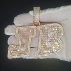 Custom Big Letters Name Pendant With 24MM Cuban Link Chian Personalized Baguettecz Single Initial Hip Hop Jewelry
