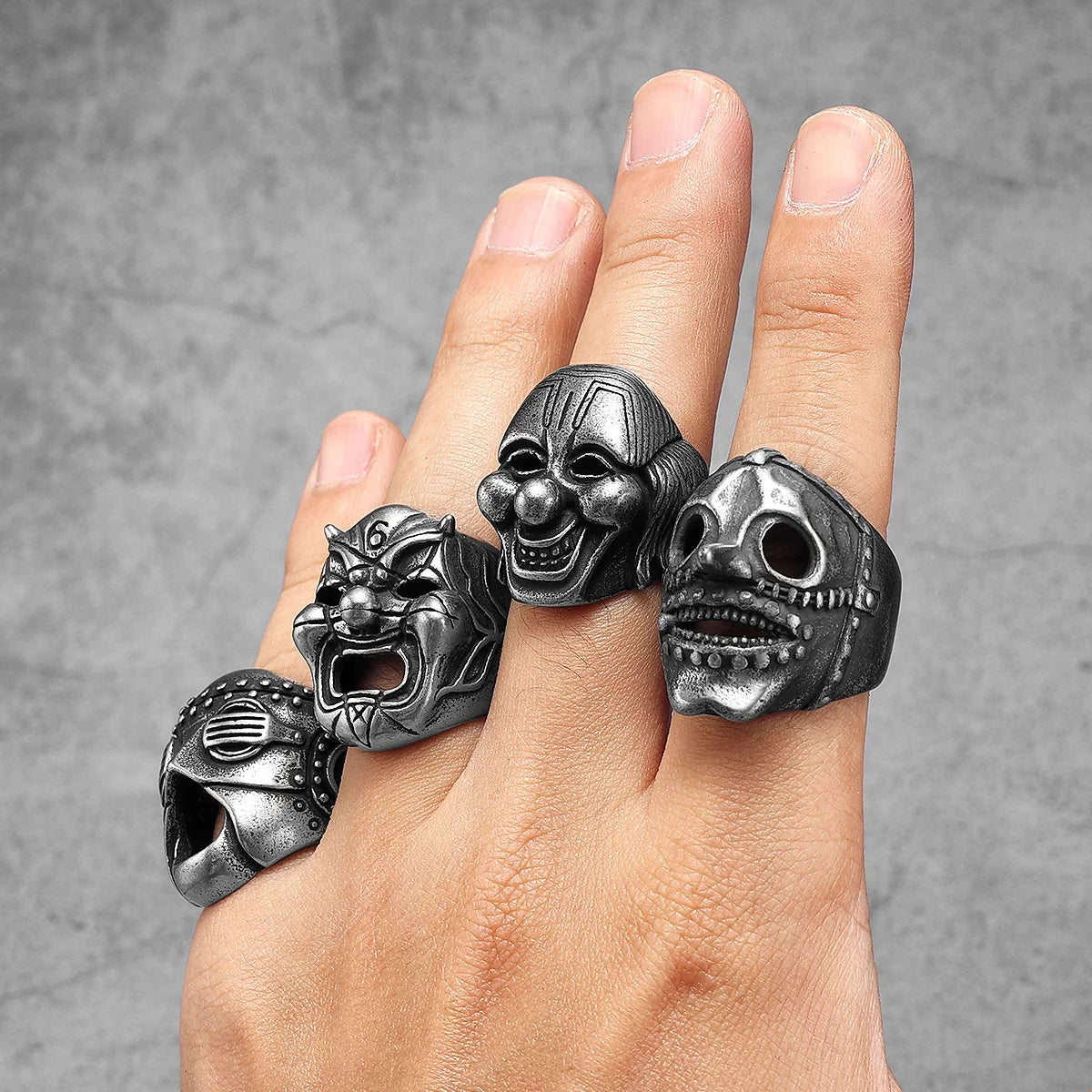 Tengu Skull Ring Black — Stainless Steel